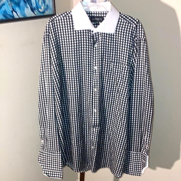 Other - Georges | Men’s Black/White Checkered Dress Shirt - Size 18/18 1/2 36/37